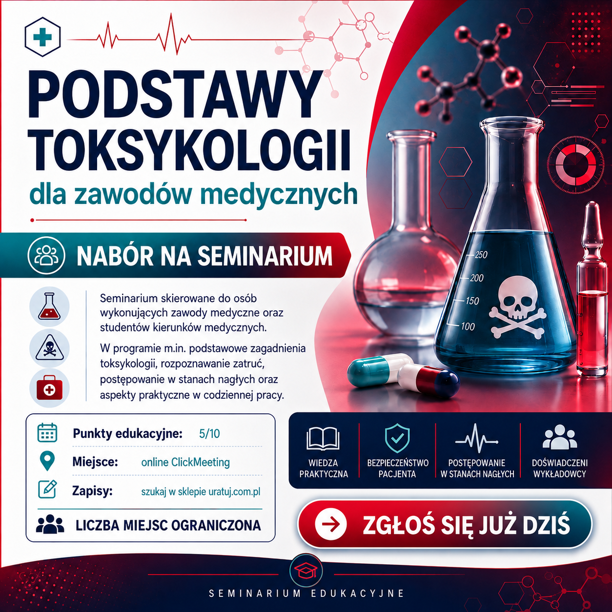 Seminarium w ramach ustawicznego doskonalenia zawodowego w zawodach medycznych - podstawy toksykologii