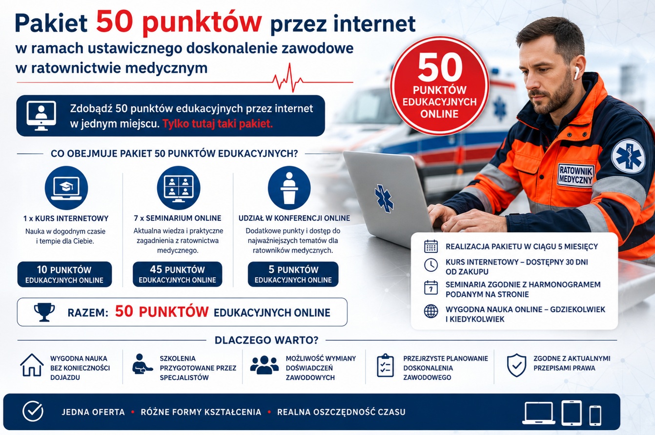 Pakiet 50 punktów online - ustawiczne doskonalenie zawodowe w ratownictwie medycznym